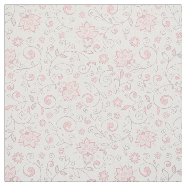 Elegant Light Pink Floral Pattern Fabric (Swatch)