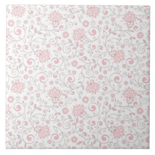 Elegant Light Pink Floral Pattern Tile