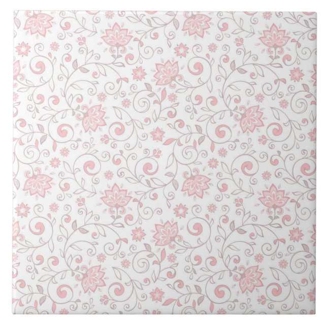 Elegant Light Pink Floral Pattern Tile (Front)