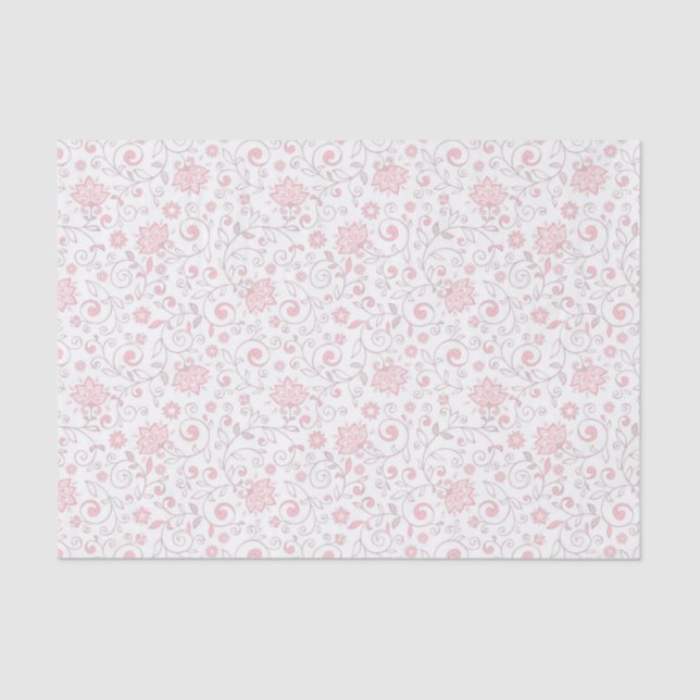 Elegant Light Pink Floral Pattern Tissue Paper (Front)