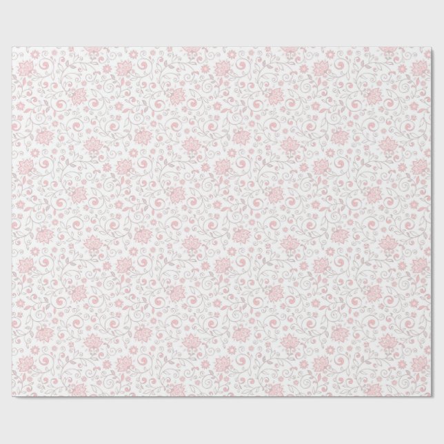 Elegant Light Pink Floral Pattern Wrapping Paper (Flat)
