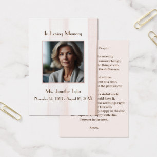 Elegant Light Pink Funeral Memorial Prayer Card