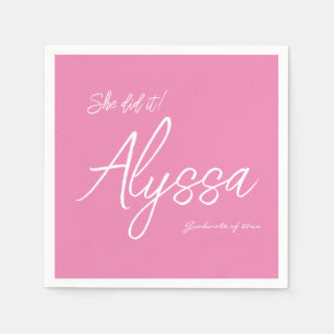 Elegant Light Pink Graduation Party She did it Napkin