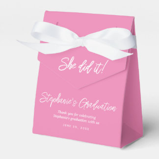 Elegant Light Pink She Did It Graduation Party  Favour Box