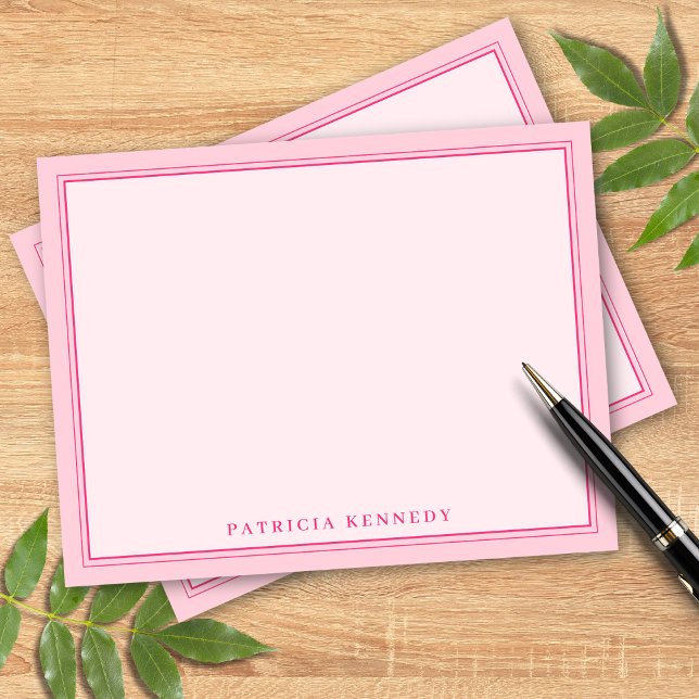Elegant Light Pink Two Border Name Personalised Card (Creator Uploaded)