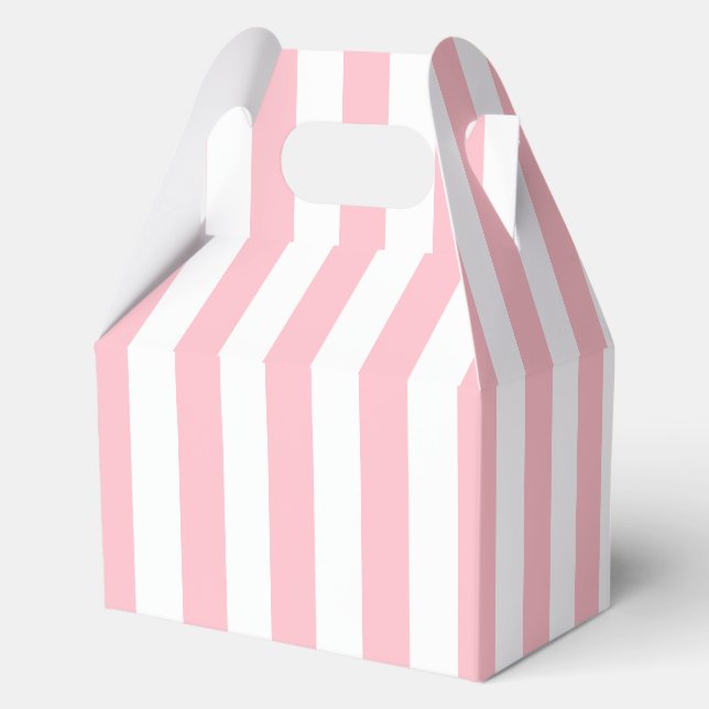 Elegant Light PInk White Striped Pattern Favour Box (Back)