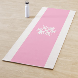 Elegant Light Pink White Stripes Nordic Snowflake Yoga Mat