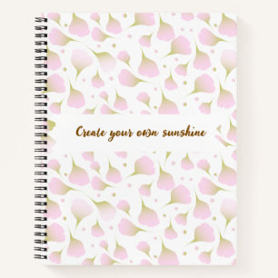 Elegant Light Powder Pink Monogram Floral Petals Notebook