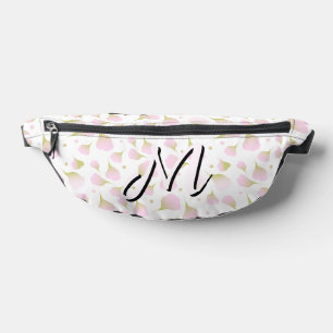 Elegant Light Powder Pink Monogram Pattern Fanny Bum Bags