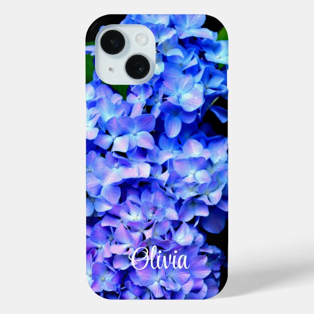 Elegant light purple blue magenta floral hydrangea Case-Mate iPhone case (Back)