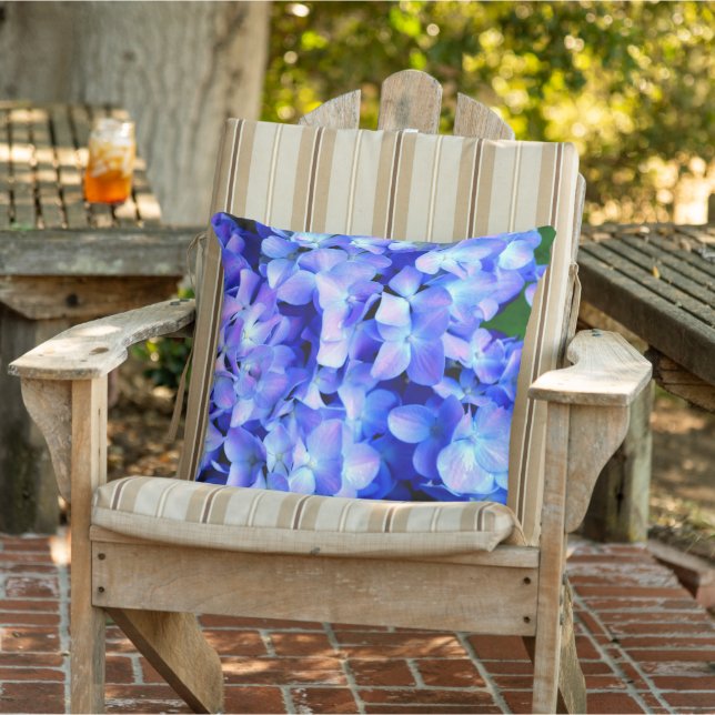 Elegant light purple blue magenta floral hydrangea cushion (Chair)