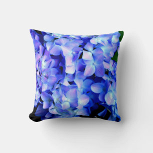 Elegant light purple blue magenta floral hydrangea cushion