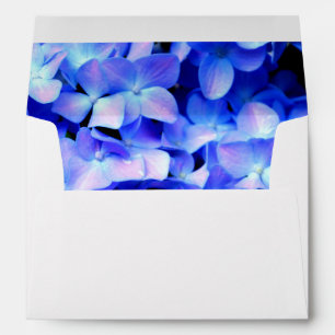 Elegant light purple blue magenta floral hydrangea envelope