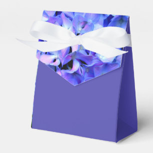 Elegant light purple blue magenta floral hydrangea favour box