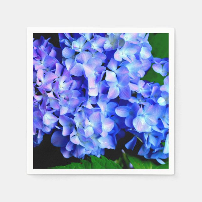 Elegant light purple blue magenta floral hydrangea napkin (Front)