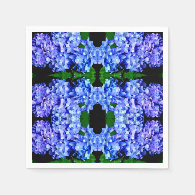 Elegant light purple blue magenta floral hydrangea napkin (Front)