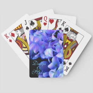 Elegant light purple blue magenta floral hydrangea playing cards