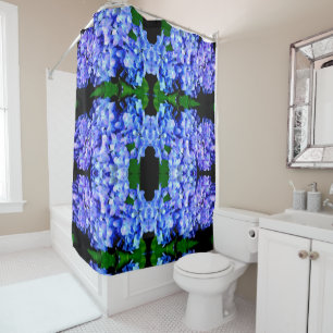 Elegant light purple blue magenta floral hydrangea shower curtain