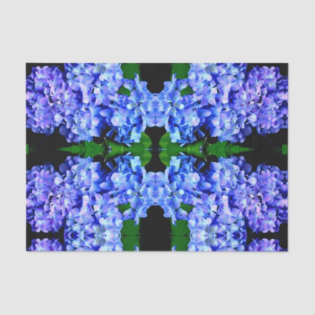 Elegant light purple blue magenta floral hydrangea tissue paper (Front)