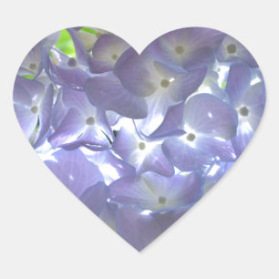 Elegant light purple floral Lavender Hydrangeas Heart Sticker