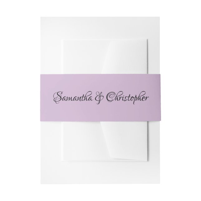 Elegant Light Purple Floral Personalised Wedding Invitation Belly Band (Front Example)