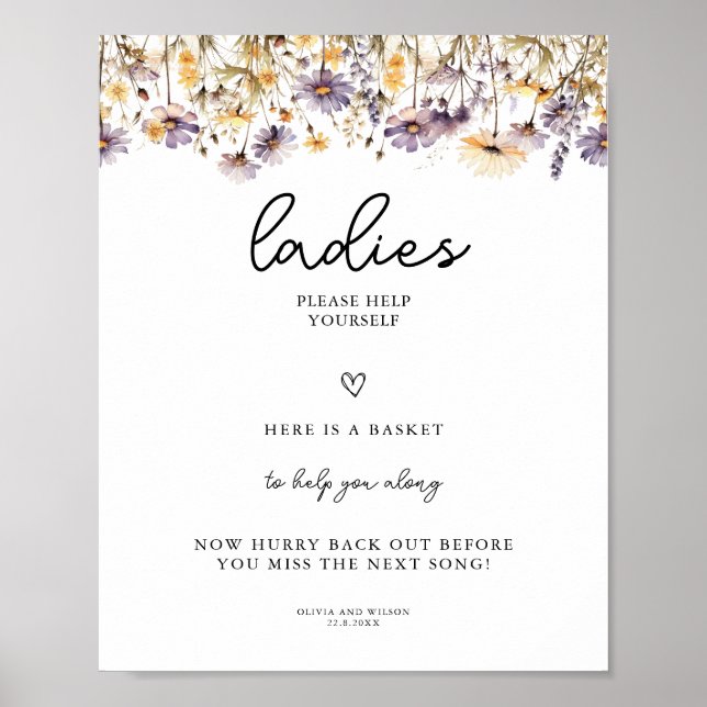 Elegant Light Purple Floral Wedding Bathroom  Poster (Front)