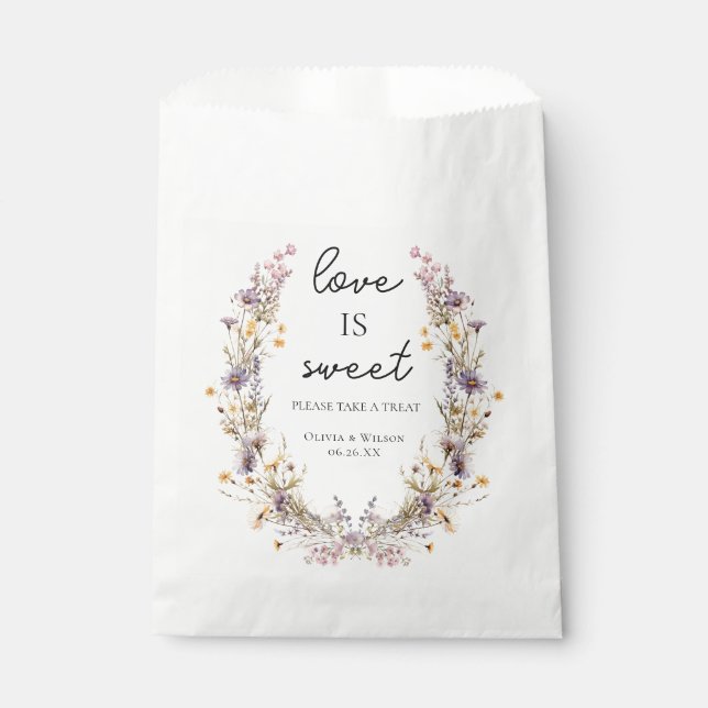 Elegant Light Purple Floral Wedding Favour Bags (Front)