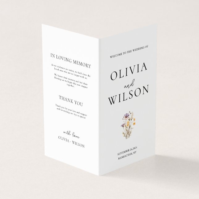 Elegant Light Purple Floral Wedding Program (Outside)