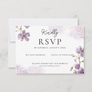 Elegant Light Purple Floral Wedding RSVP Card