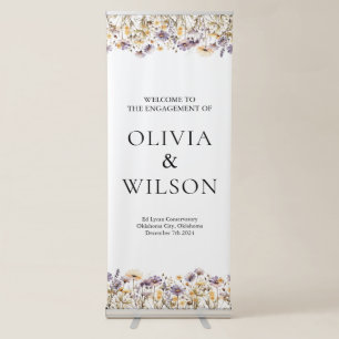 Elegant Light Purple Floral Wedding Welcome Retractable Banner