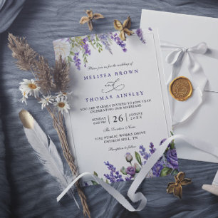 Elegant Light Purple Lavender Floral Chic Wedding Invitation