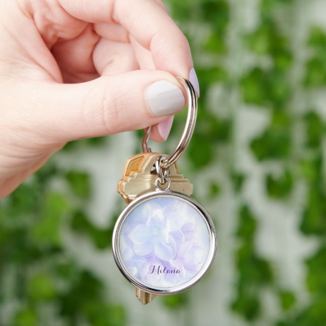 Elegant Light Purple Lilac Flowers Design Key Ring (Hand)
