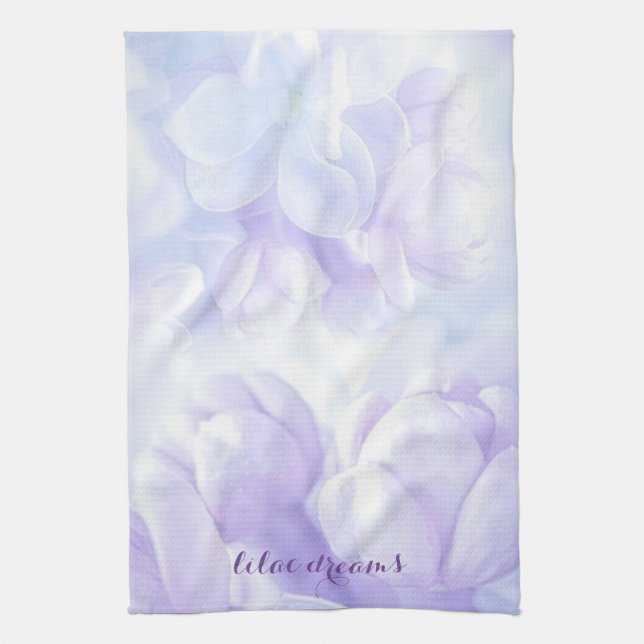Elegant Light Purple Lilac Flowers Design Tea Towel (Vertical)
