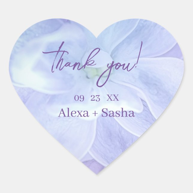 Elegant Light Purple Lilac Flowers Wedding Heart Sticker (Front)