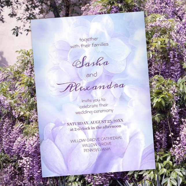 Elegant Light Purple Lilac Flowers Wedding Invitation (Creator Uploaded)