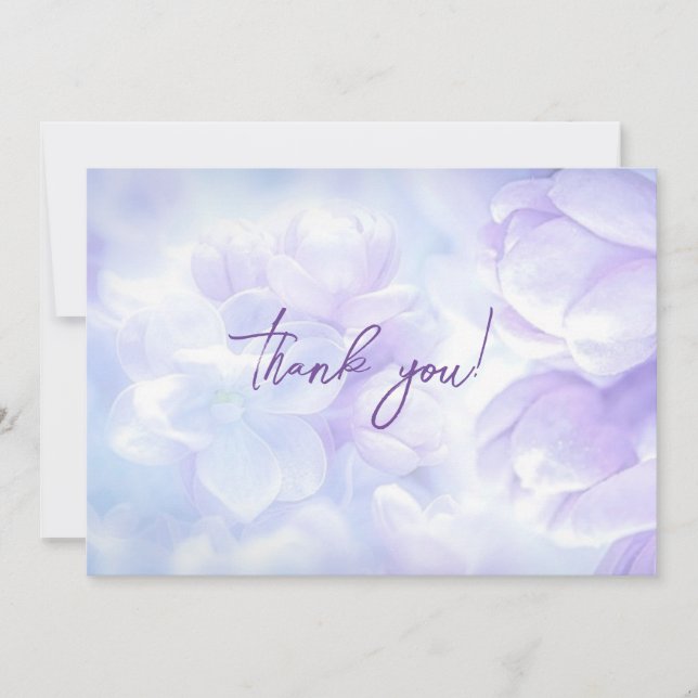 Elegant Light Purple Lilac Flowers Wedding Thank You Card (Front)