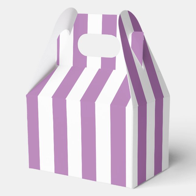 Elegant Light Purple Lilac White Striped Pattern Favour Box (Back)