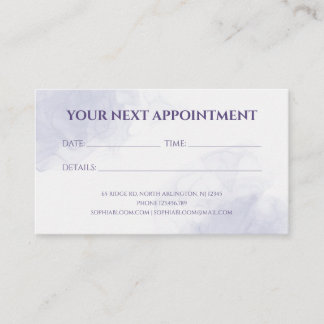 Elegant Light Purple Liquid Watercolor Ink Appointment Card