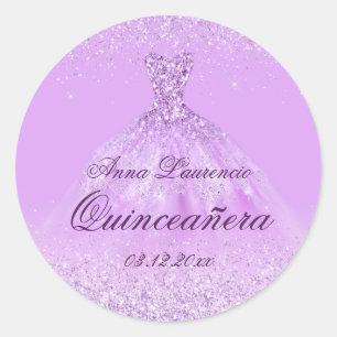 Elegant Light Purple Quinceanera 15th Birthday Classic Round Sticker