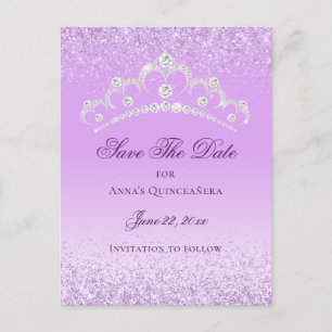 Elegant Light Purple Quinceanera Save The Date Postcard
