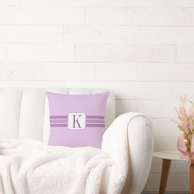 Elegant Light Purple Striped Banner Add Initial Cushion (Couch)