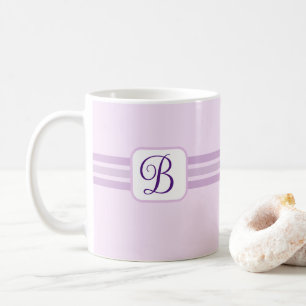 Elegant Light Purple Striped Fancy Initial Coffee Mug