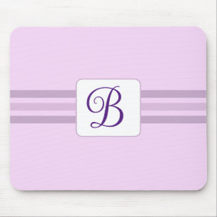 Elegant Light Purple Striped Fancy Initial Mouse Mat