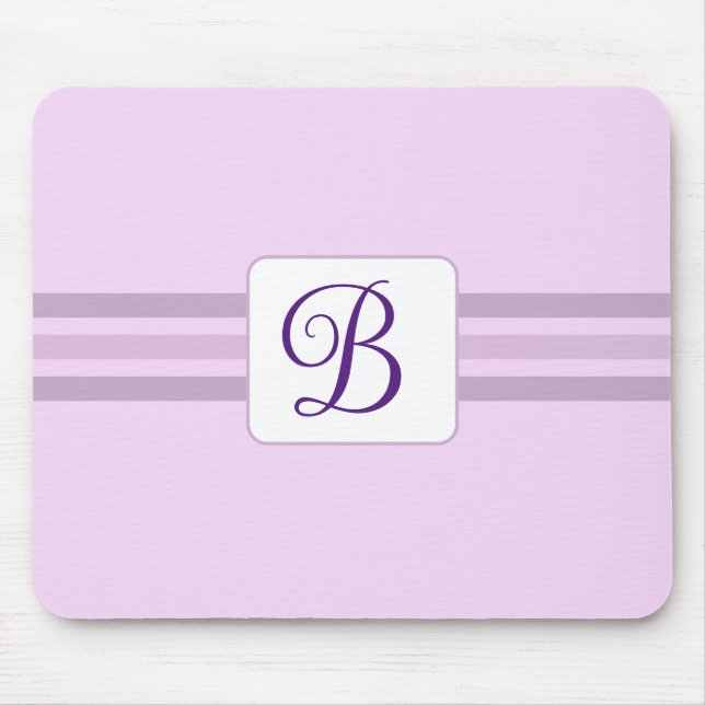Elegant Light Purple Striped Fancy Initial Mouse Mat (Front)