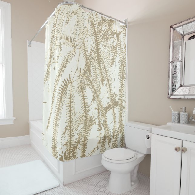 Elegant light sepia fern pattern shower curtain (In Situ)