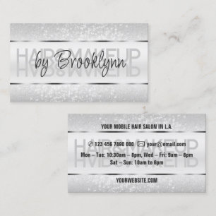 Elegant Light Silver Shimmering Cute Glitter Stars Business Card
