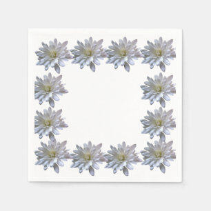 Elegant light soft white floral flower daisies napkin
