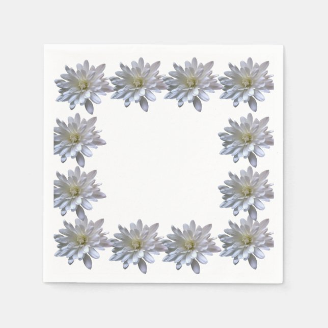 Elegant light soft white floral flower daisies napkin (Front)