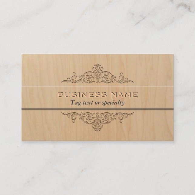 Elegant Light Wood Business Card Template (Front)