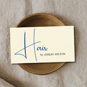 Elegant Light Yellow Blue Bold Hair Stylist Business Card